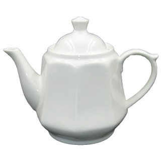 Чайник для заваривания чая из фарфора 080-3 (белый глянцевый граненый)