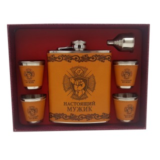 Набор подарочный (фляжка, стопка 4шт.) из коррозионно-стойкой стали TZ-2