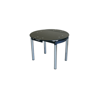 Круглый стеклянный раскладной стол на кухню 6069-2 Черный без цветов
